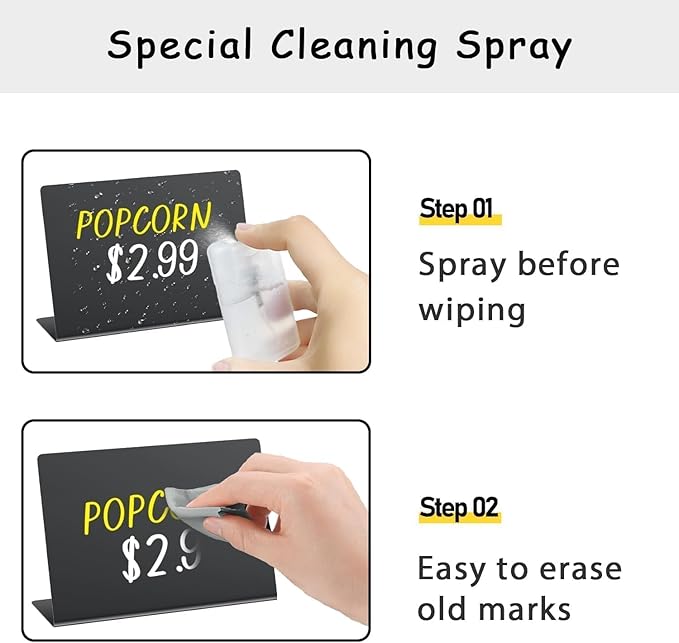 PigPotParty 12 Pcs Food Labels for Party Buffet, 4"x3" Mini Chalkboard Signs for Food Display, Table Place Cards - Name Tags- Small Chalk Board Signs, w/Cleaning Spray & 2 Markers