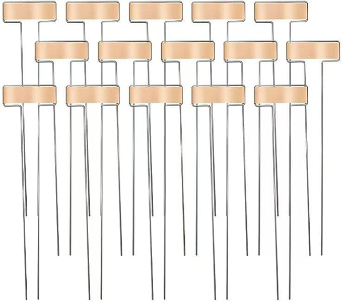 15Pcs Waterproof Metal Plant Labels for Outdoor Garden Use, Vegetable Garden Markers with Copper Finish, Sturdy Nursery Tags for Flower, Herb, and Seedling Identification(6IN)