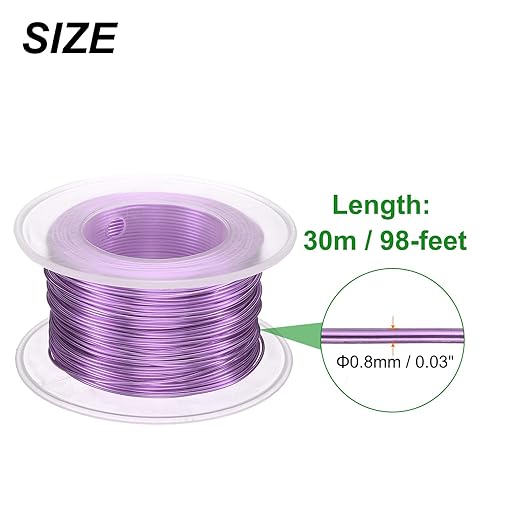 HARFINGTON Bonsai Wire Anodized Aluminum Training Wire Roll 0.8mm Gauge 98ft Length Bendable Bonsai Tree Wire for Garden, Horticulture, Landscape, Planting, Light Purple