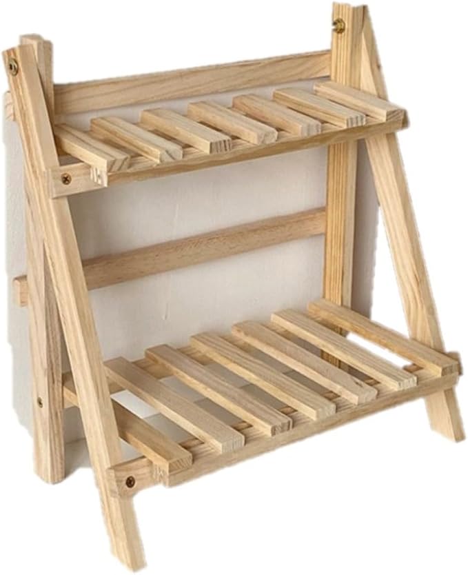 2-Tier Bamboo Plant Stand - Indoor Tabletop Succulent Plant Shelf, Rack, Flower Pot Holder