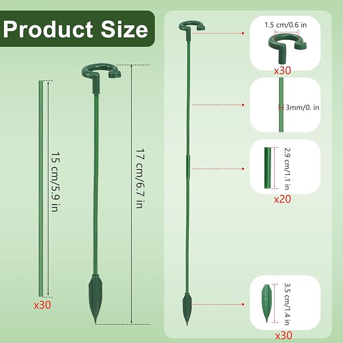 Pack of 30 Small Plant Stakes for Indoor Plants 6.7 Inches Single Stem Plant Support Stakes for Phalaenopsis/Orchid Flower/Succulent