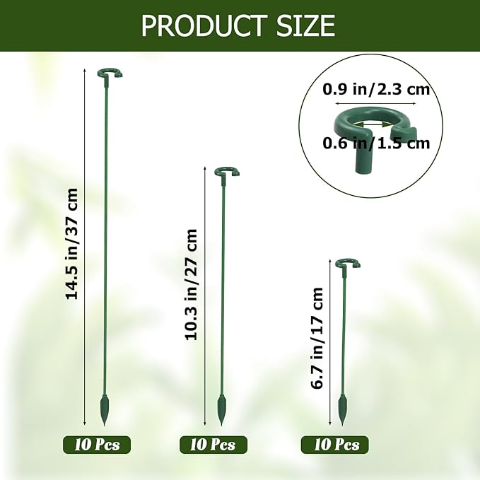 Pack of 30 Small Plant Stakes for Indoor Plants 3 Size 6.7/10.7/14.6/ Inches Single Stem Plant Support Stakes for Phalaenopsis/Orchid Flower/Roses/Chrysanthemum/Succulent