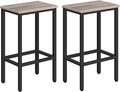 MAHANCRIS Bar Stools, Set of 2 Bar Chairs, Kitchen Breakfast Bar Stools with Footrest, 25.8" Dining Stools, Rectangular Industrial Bar Chairs, for Dining Room, Kitchen, Greige BAHG0101Z