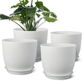 Ferlypote Plant Pots 8 Inch Set of 4, Flower Pots with Multi Mesh Drainage Holes, Planters for Indoor Outdoor Garden Plants and Flowers