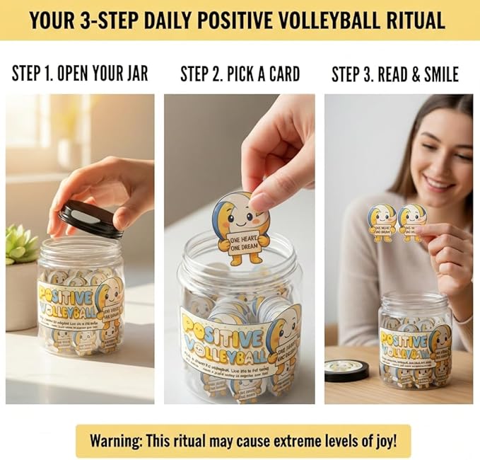 Positive Volleyball Jar – Volleyball Gifts For Women, Men - Teens, Volleyball Party Favors, Volleyball Accessories For Teen Girls, Volleyball Party Decorations