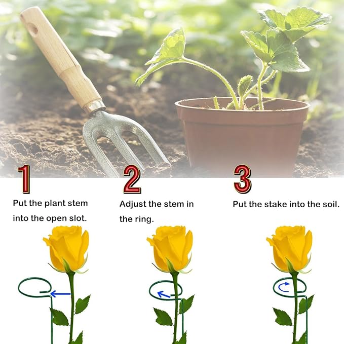 10 Pieces 36 inch Green Single Stem Plant Stakes Flower Support Rings,Gardening Planter Cages for Single Stem Flowers, Amaryllis,Peony, Lily,Narcissus