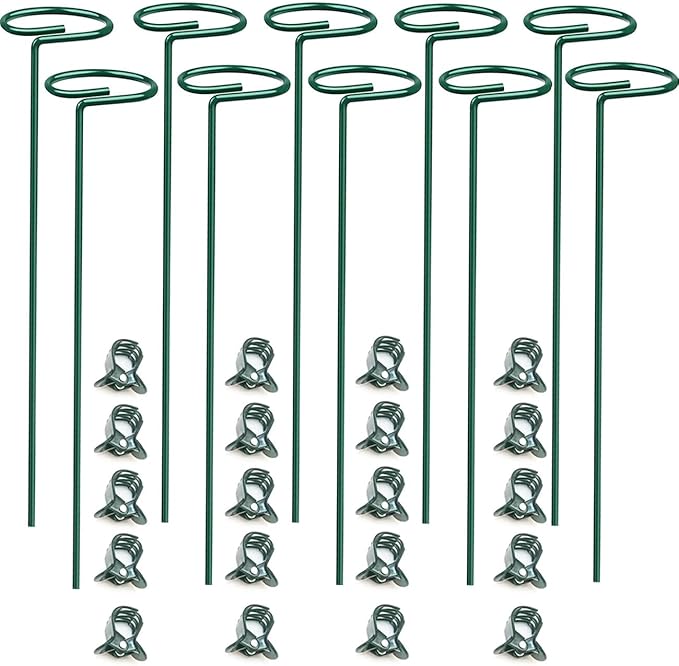 SUNYAY 10 pcs 16 inch Metal Single Stem Flower Plant Support Stakes and Rings for Amaryllis Orchid Lily Sunflower Rose Narcissus