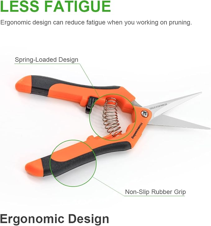 6 Packs Garden Pruning Shears with Straight Blades Trimming Scissors, Gardening Hand Pruning Snips Titanium Coated Precision Bonsai Pruning Shears, Convenient Flower Cutters (Orange)