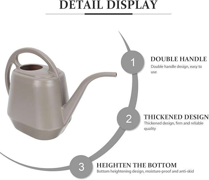 Toyvian 4l Long Spout Watering Can for Indoor Garden and Outdoor Plants Thickened Plastic Watering Pot in Coffee Color Large Capacity for Flowers and Succulents