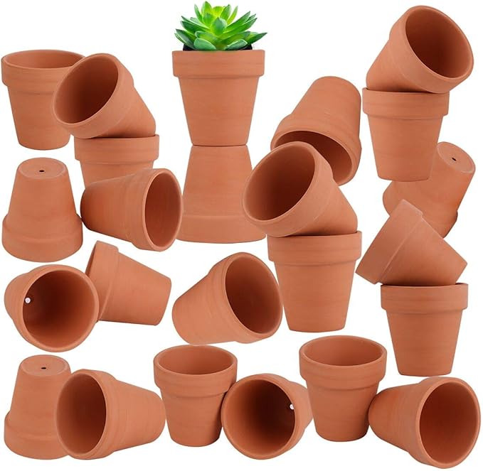 FCFKUK 24pcs Mini Clay Pots, 2.5'' Terracotta Pottery Planters, Cactus Flower Succulents Nursery Pots, with Drainage Hole, for Indoor/Outdoor