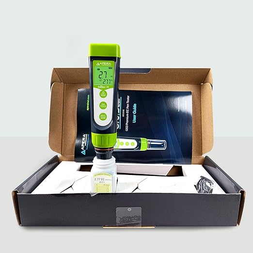 Apera Instruments AI103G GroStar Series GS3 EC/500ppm/700ppm Pen Tester Kit with Replaceable Titanium EC Probe for Hydroponics Water Quality Testing, Gen II