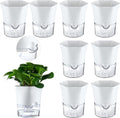 8-Pack 6" Clear Self Watering Pots for Indoor Plants Large Hexagon Self-Watering Planters Orchid Pots Plastic Wick Flower Plant Pots for African Violet, Spider, Herbs, Home Decor, White and Clear