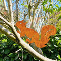 Rusty Squirrel Garden Stake, Metal Squirrel Yard Art,Squirrel Silhouette, Rusted Metal Garden Decor, Garden Gifts for Her Him(Rusty,11x8/28x20cm)