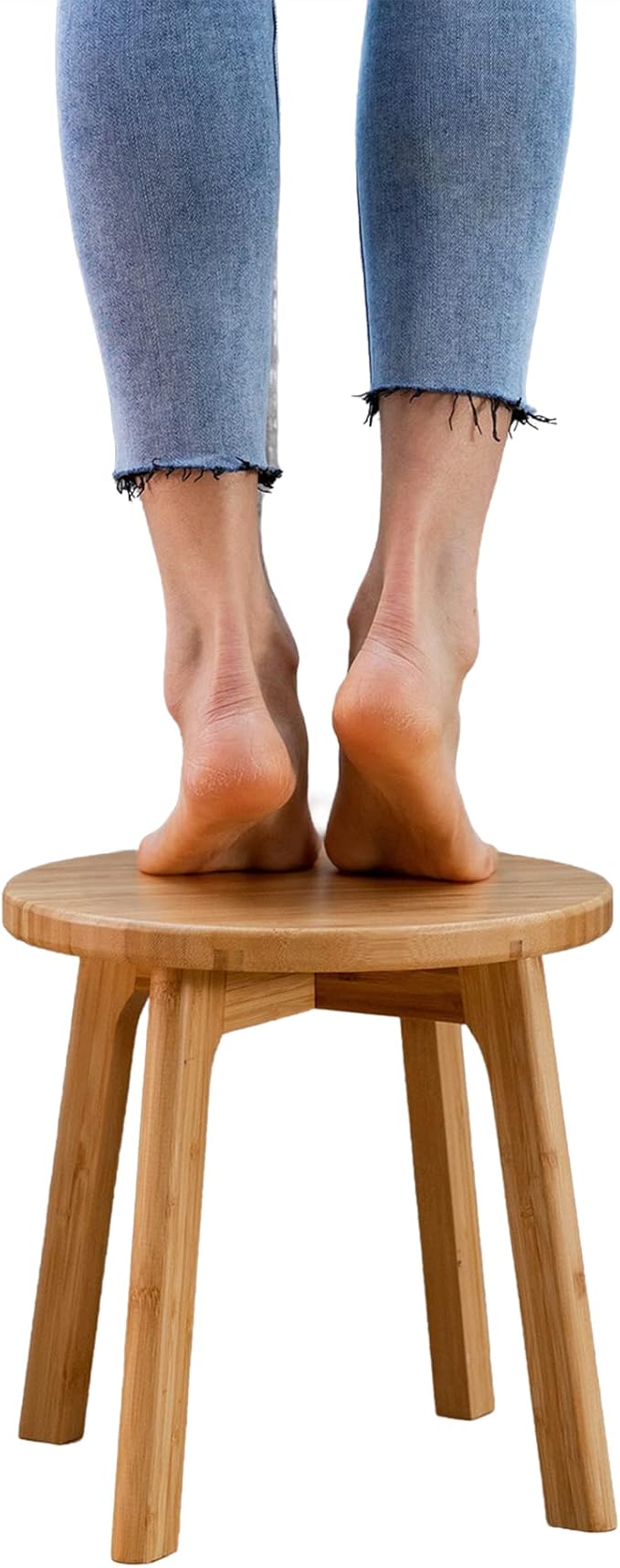 GOBAM Bamboo Step Stool, 11.8 inches - Portable Wooden Stool for Adults, Kids, Kitchen, Bathroom, Bedroom, Toy Room - 300 lbs Capacity