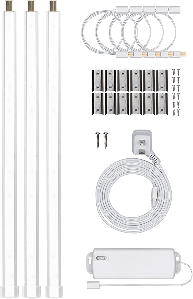 UltraPro 10in. Linkable LED Bright Strips, 3 Pack, 825 Lumens, 2700K Warm White Light, Low Voltage, Under Cabinet Lighting, Strip Light, Flat Plug, Grow Lights for Indoor Plants, 44418