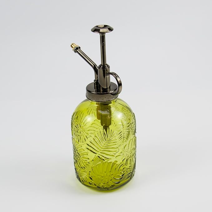 Glass Plant Mister Water Spray Bottle Small Watering Can for Indoor Plants Vintage Style Houseplant Gardening Tools for Succulent Flower (Yellow Green)
