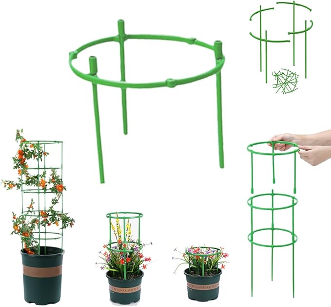 Plant Support Cage, Adjustable Height Garden Stakes for Tomato, Peony, Hydrangea, Snake Plant, Upgraded Thickened Half-Round Plant Supports for Indoor Outdoor Climbing Vegetables & Flowers (15)