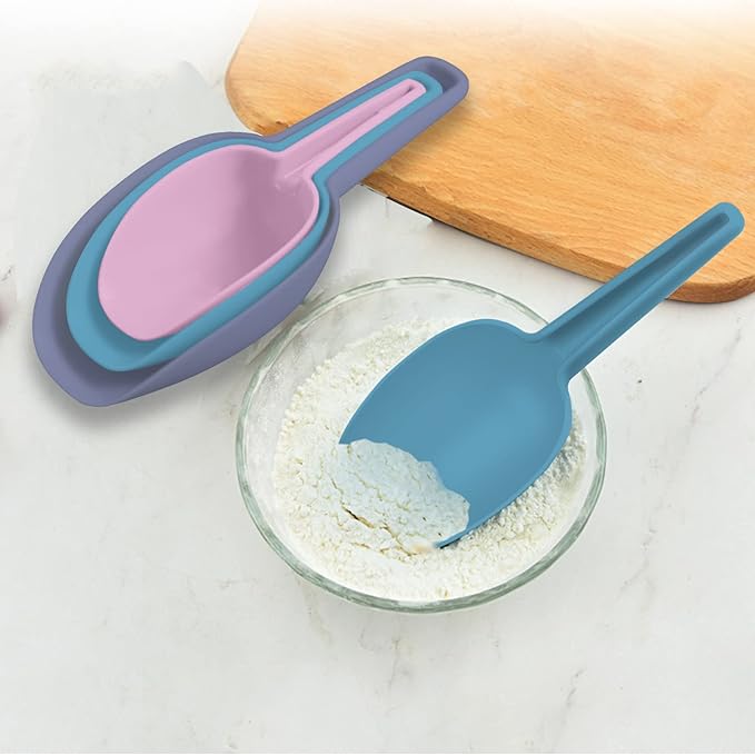 Scoop for Canisters Set of 3, Flour Scoops for Canisters Popcorn Scoop Plastic Scoops for Dry Goods Coffee Beans Cereals, 1.7/3.4/5.1 oz