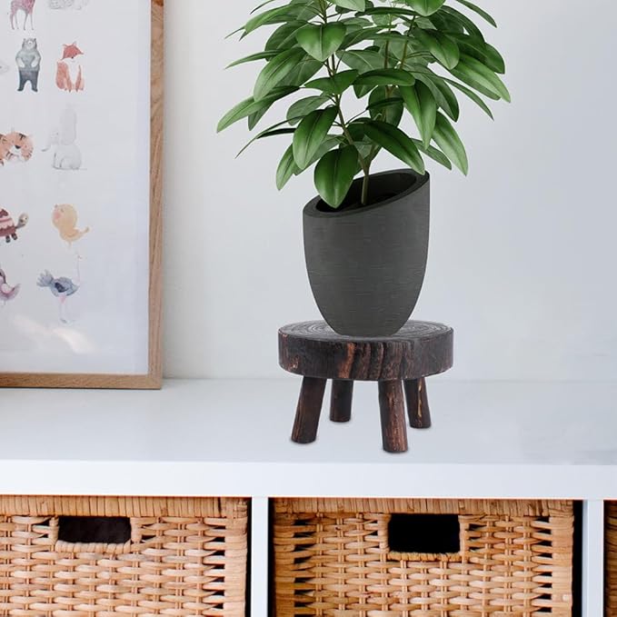 GANAZONO Solid Wood Flowerpot Rack Decorative Plant Stand Indoor Outdoor 6.69X6.69X3.54 Inch Vintage Farmhouse Style Wooden Plant Shelf