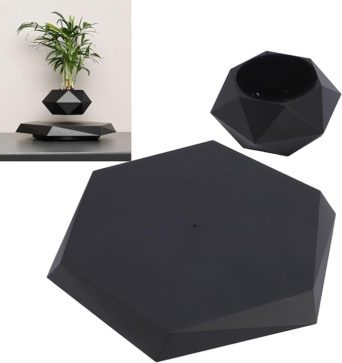 Levitating Plant Pot, 360 Degree Rotation Magnetic Flower Planter for Home Office Decor, Airflow Floating Resin Bonsai Pot