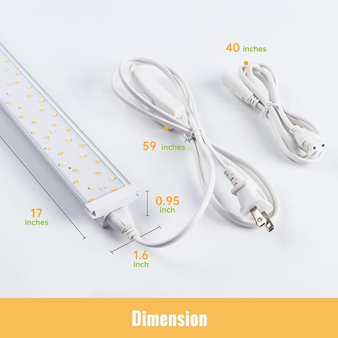1.4FT Hanging Grow Light for Indoor Plants, Full Spectrum with 660nm Red LED, T5 2020T Light Fixture, 108W(6×18W) Grow Lamp with Reflectors for Seedling Tray, 6-Pack