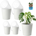 4 Pack of 7 and 5" Double-Layer Self-Watering Pot with Clear Nursery Pot - Indoor Planter with Drainage for Root Visibility,semi Hydro pots for repotting Orchids,Aroid or Monstera,White