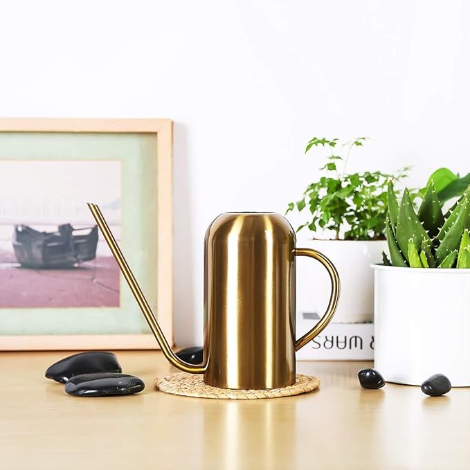 Stainless Stee Watering Can for Indoor Plants and Garden, Watering Pot 40oz/3gallon, Gold