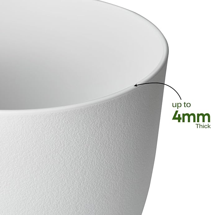 Ferlypote Plant Pots 8 Inch Set of 2, Flower Pots with Multi Mesh Drainage Holes, Planters for Indoor Outdoor Garden Plants and Flowers (White)