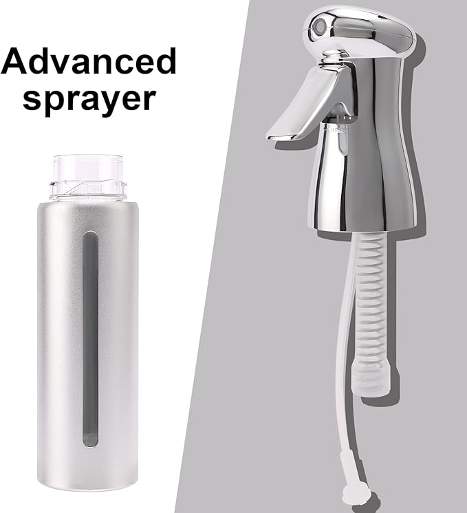 Fine Mist Spray Bottle, Fine Mist Continuous Spray Bottle,Empty Water Spray Bottles for Hair hairstyling,Plants,Cleaning Solutions Dispensing (Silver)