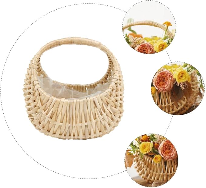 Hemoton Food Containers Outdoor Planters Seagrass Basket Hand Woven Storage Basket Bin Smasll Wicker Storage Baskets Basket Food Bread Fruit Holder Woven Hamper Outdoor Decor