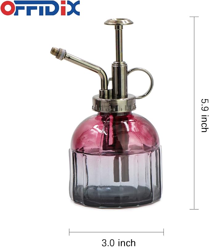 OFFIDIX Glass Spray Bottle,Flower Mister Indoor Plant Watering Can Plant Mister(Wine Red Gray Gradient),Sprayers Watering Nozzles Replacement for Plant Mister