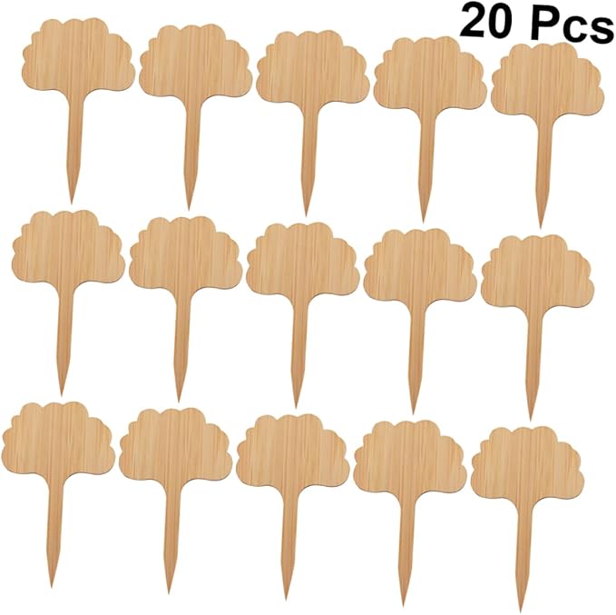 Kisangel 60pcs Indoor Plant Labels Thicken Bamboo Miniature Decor Sign for Succulent Plants Tags