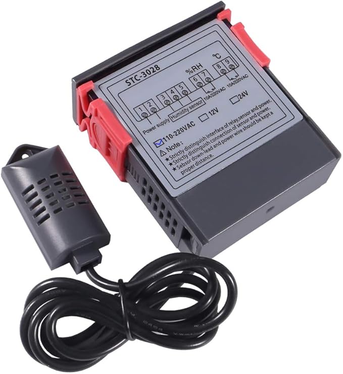 STC-3028 AC 110-220V 10A Digital Temperature Controller Dual Display Thermostat Thermoregulator Heating Cooling Switch Digital Hygrometer with SHT20 Probe (AC 110-220V)