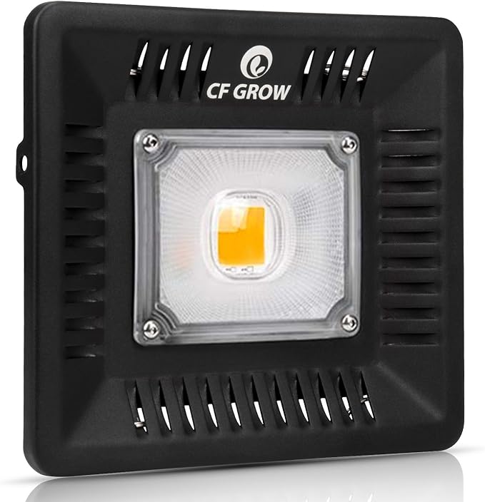 Waterproof 100W LED Grow Light Full Spectrum, CFGROW 3500K White COB LED Grow Light, Natural Heat Dissipation Without Noise, Suitable for Plants All Growing Stage Indoor or Outdoor.