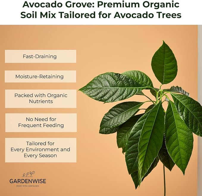 GARDENWISE Avocado Tree Soil – Premium Organic Potting Mix for Avocado Trees | Tailored pH & Organic Nutrients | Fast-Draining & Moisture-Retaining | Indoor & Outdoor Use (10 QUARTS)