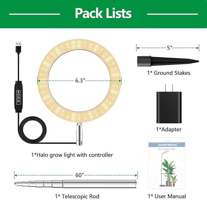3 Packs LPMZMBL Full Spectrum Grow Light for Indoor Plants, 80 LEDs Each Plant Growing Lamp with 6/12/16H Timer,for Seedlings, Succulents, Shelves, Greenhouse (B3)