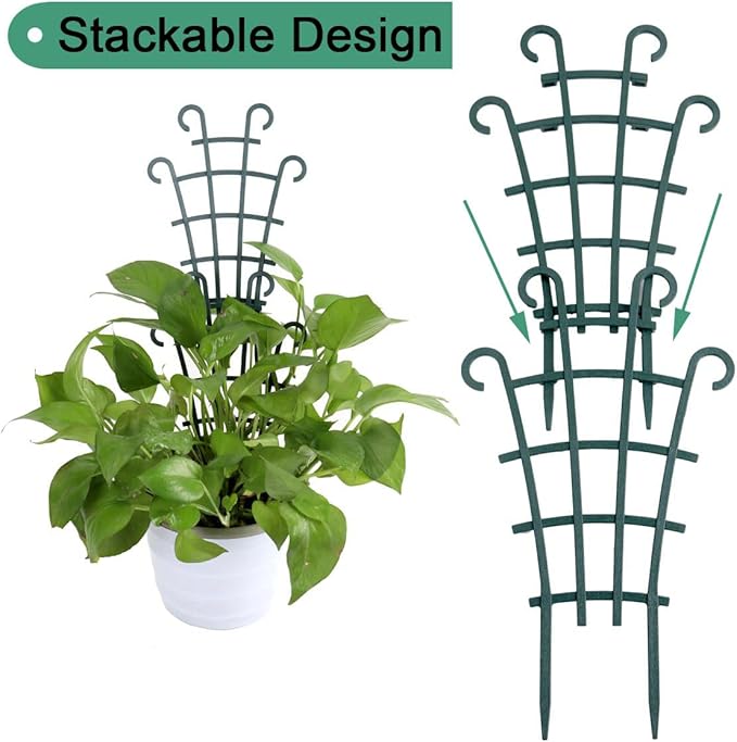 UWIOFF Indoor Small Trellis, 6Pcs Plant Trellis for Climbing Plants Trellis for Potted Plants Stackable Plastic Pot Plant Support Trellis for Indoor Outdoor Hoya Vines Pothos Houseplants