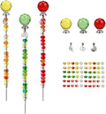 72Pcs Beaded Garden Stakes Kit - DIY Fairy Wand Garden Stake Beads Kit, Fairy Garden Accessories Outdoor for Different Festivals, Beadable Items Ball-(Red+Green+Yellow)