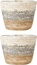 Operitacx Handmade Sea Grass Plant Basket 2 Pack Decorative Flower Holder Baskets for Home