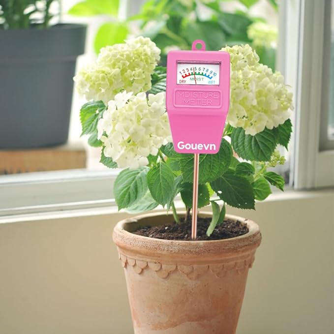 Gouevn Soil Moisture Meter, Soil Tester Plant Moisture Meter for House Plants, Plant Water Meter Hydrometer Plant Sensor for Indoor Plant Care, No Battery Needed (Pink)