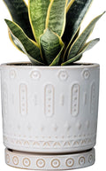 Eightpot Pot for Plants 6 Inch - Ceramic Planter for Indoor Plants Decorative Plant Pot with Drainage Holes and Saucer Outdoor Flower Pot Modern Succulent Pots for Office Desk Decor White