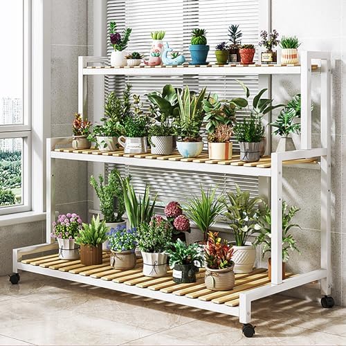 4-Tier Metal Plant Stand with Bamboo Shelves - Elegant Indoor Flower Display Rack for Succulents, Herbs, and Indoor Gardening - Perfect Home Decor for Plant Lovers