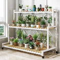 4-Tier Metal Plant Stand with Bamboo Shelves - Elegant Indoor Flower Display Rack for Succulents, Herbs, and Indoor Gardening - Perfect Home Decor for Plant Lovers