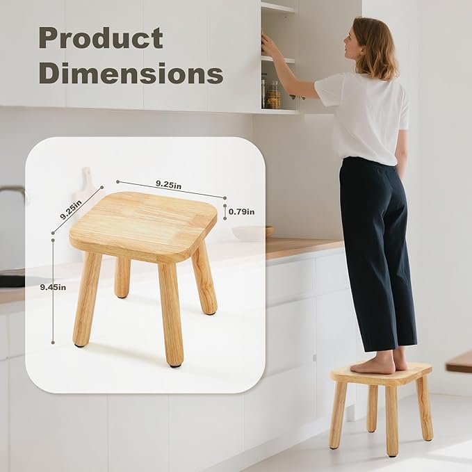 Frogprin Solid Wooden Step Stool for Kids Adults, Short Chair Toddlers Plant Stool, Kids Stool Perfect Matched Sensory Table, Multi-Purpose Sitting for Kitchen Playroom Bathroom Bedroom (2 Pack)