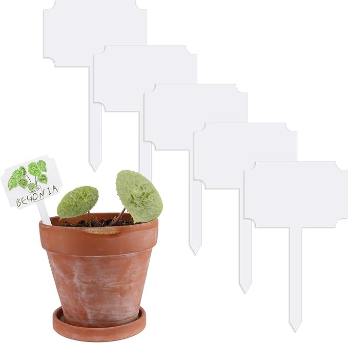 5 Pack T-Type Plant Labels Waterproof Sublimation Acrylic Plants Marker Blanks Garden Stake Tags for Indoor Outdoor Decor 5x3 inch