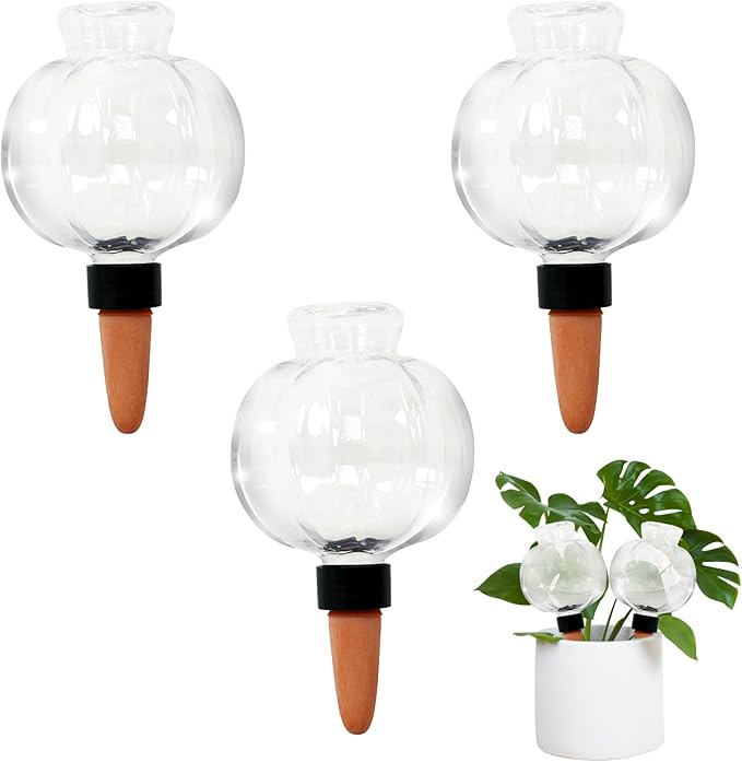 3 Pack Plant Self Watering Globes Top Fill for Indoor Plastic Water Bulbs Slow Release Terracotta 17.5 oz Self Watering Planter Insert Automatic Drip Irrigation Water Spikes Stakes Devices System