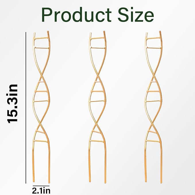 Yohsnor 3PCS DNA Plant Trellis Indoor and Outdoor - Lightweight Metal Trellis for Potted Plants, Hoya & Pothos Climbing Support, Artistic Geometric Design, Durable & Easy Installation
