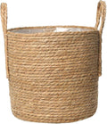 Cabilock Picnic Basket Seagrass Planter Basket Flower Pot Cover Straw Weaving Plant Container Vase Wicker Trash Can Garbage Bin Rattan Storage Organizer Bin Laundry Hamper Plant Pots