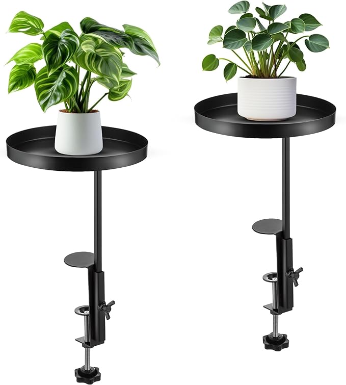Teenyyou 2 Pcs Window Sill Plant Shelf 7.9''D x 14.2''H Adjustable Window Shelf Windowsill Clamp Tray for Indoor Plants Metal Windowsill Extension Tray Planter Floating Shelves for Indoor Outdoor