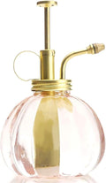 Vintage Style Glass Pumpkin Bottle Sprayer Watering Can Plant Mister with Brass Sprayer Head (Pink)